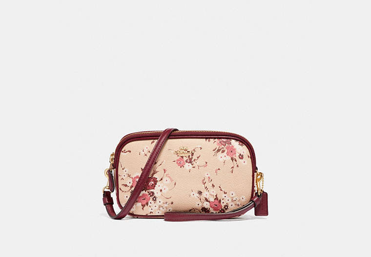 COACH®,SADIE CROSSBODY CLUTCH WITH FLORAL BUNDLE PRINT,Signature Coated Canvas/Coated Canvas,Beechwood Floral/Gold,Front View image number 0