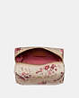 COACH®,LARGE BOXY COSMETIC CASE WITH FLORAL BUNDLE PRINT,Nylon,Beechwood Floral/Gold,Inside View,Top View
