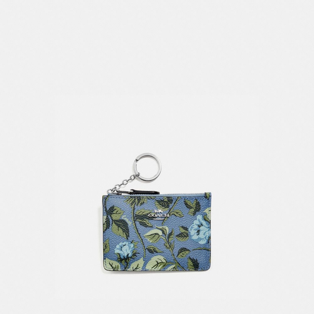 Mini Skinny Id Case With Sleeping Rose Print