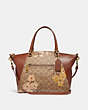COACH®,PRAIRIE SATCHEL IN SIGNATURE CANVAS WITH PRAIRIE FLORAL PRINT,Coated Canvas,Medium,Brass/Tan Rust Bow,Front View