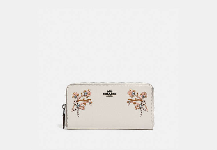 Accordion Zip Wallet With Floral Embroidery