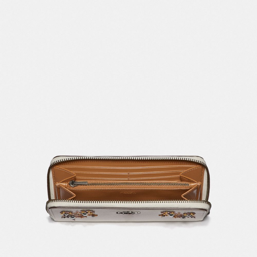 Accordion Zip Wallet With Floral Embroidery