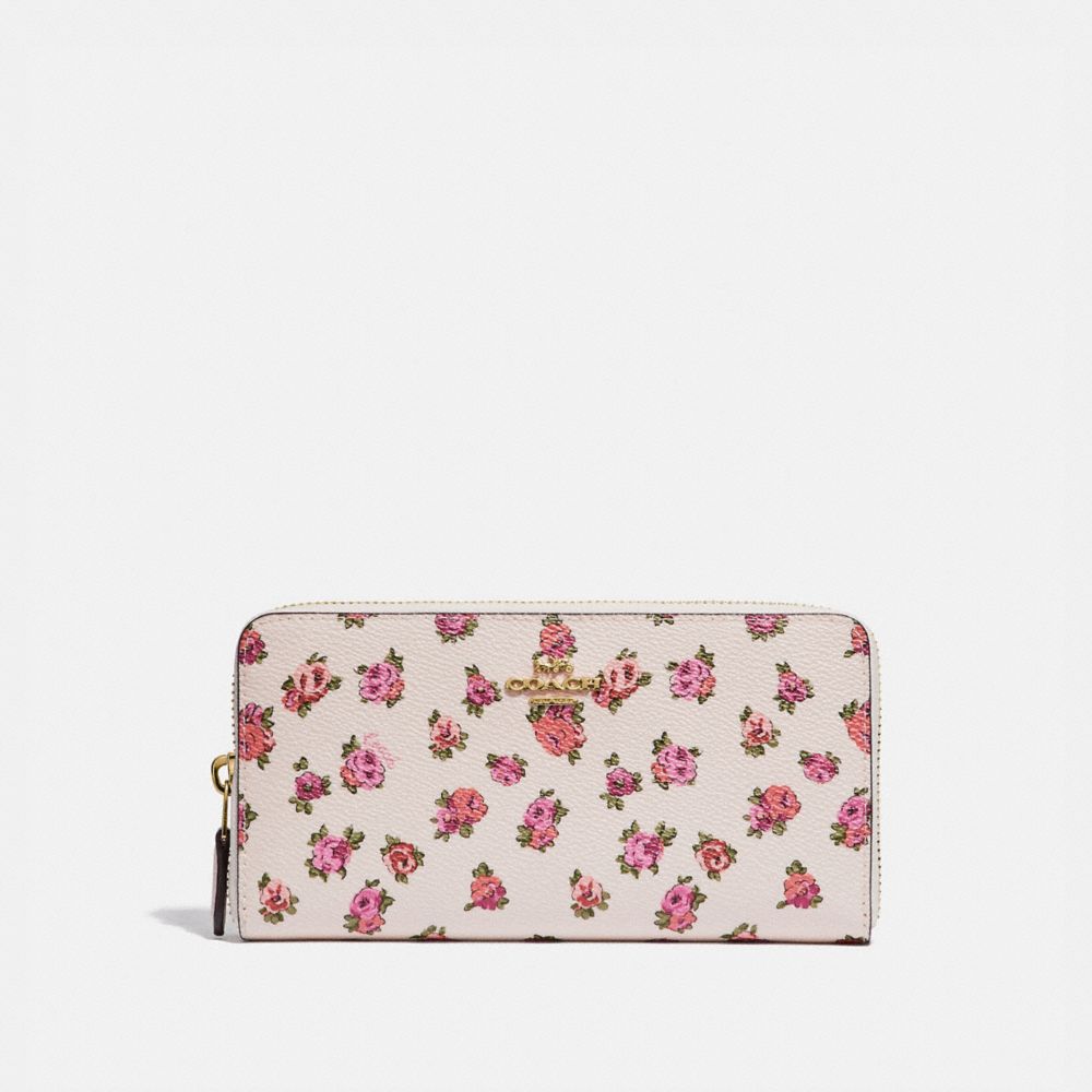 Accordion Zip Wallet With Mini Vintage Rose Print