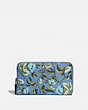 COACH®,MEDIUM ZIP AROUND WALLET WITH SLEEPING ROSE PRINT,Coated Canvas,Silver/Slate Sleeping Rose,Front View