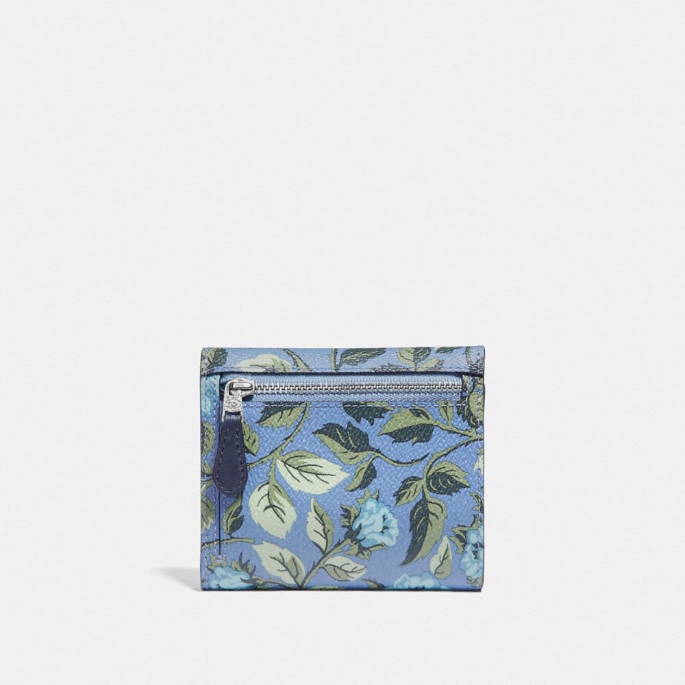 COACH®,PETIT PORTEFEUILLE AVEC IMPRIMÉ SLEEPING ROSE,toile enduite,Argent/Ardoise Sleeping Rose,Back View