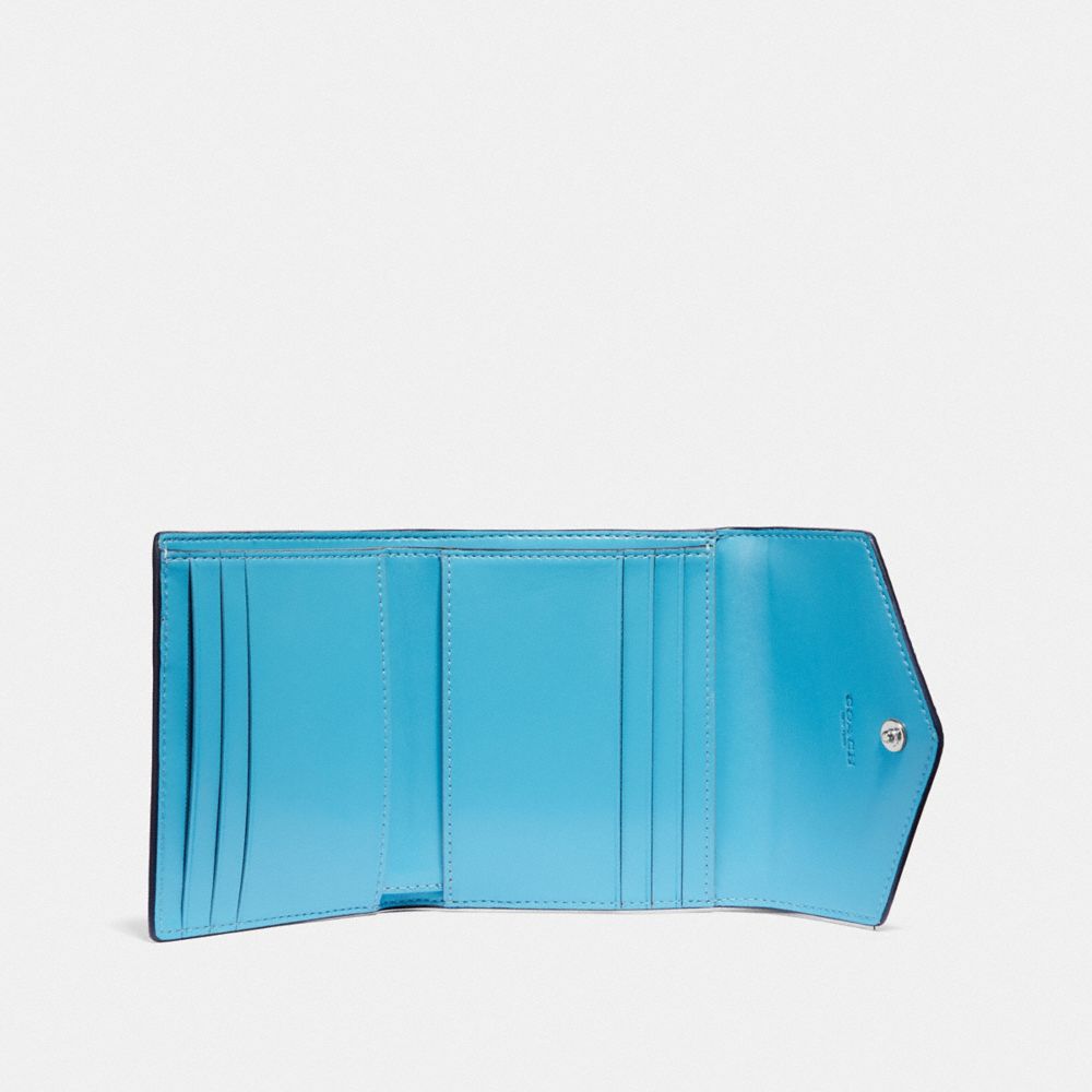 COACH®,PETIT PORTEFEUILLE AVEC IMPRIMÉ SLEEPING ROSE,toile enduite,Argent/Ardoise Sleeping Rose,Inside View,Top View