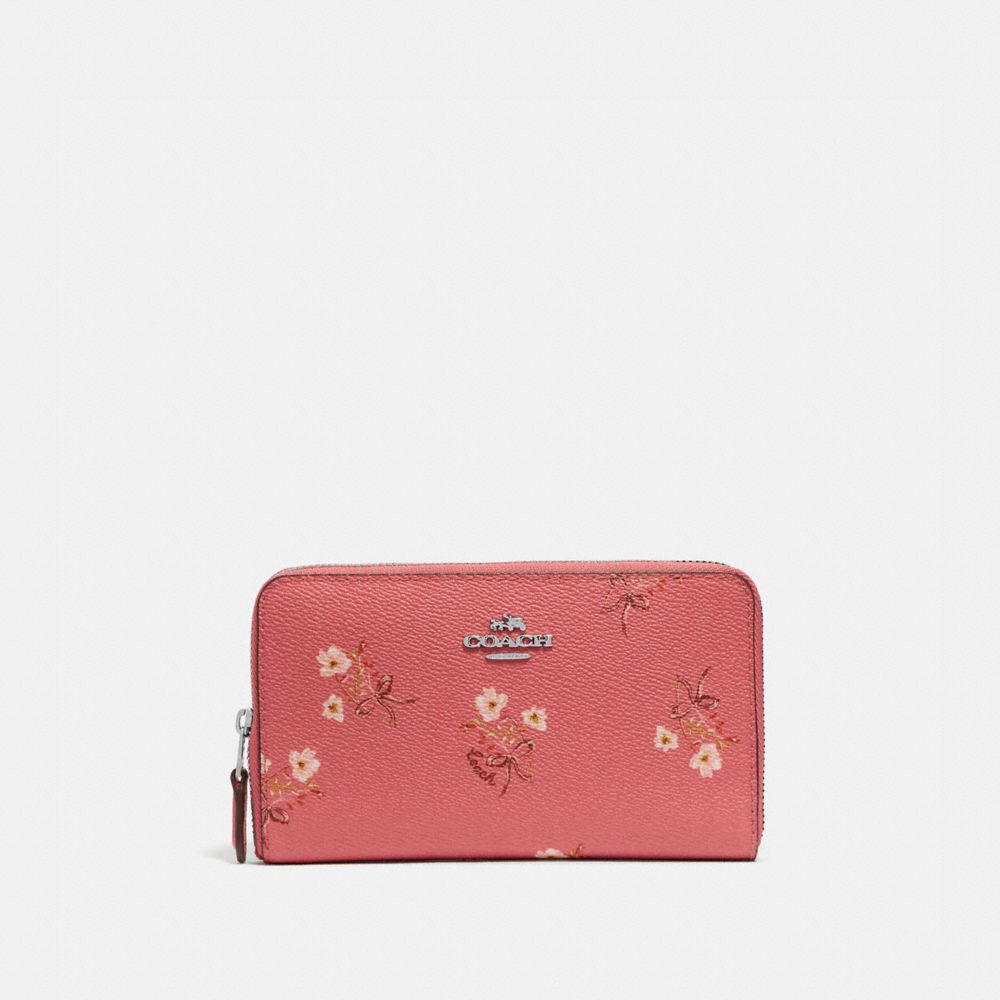 Medium Zip Around Wallet With Floral Bow Print | COACH®