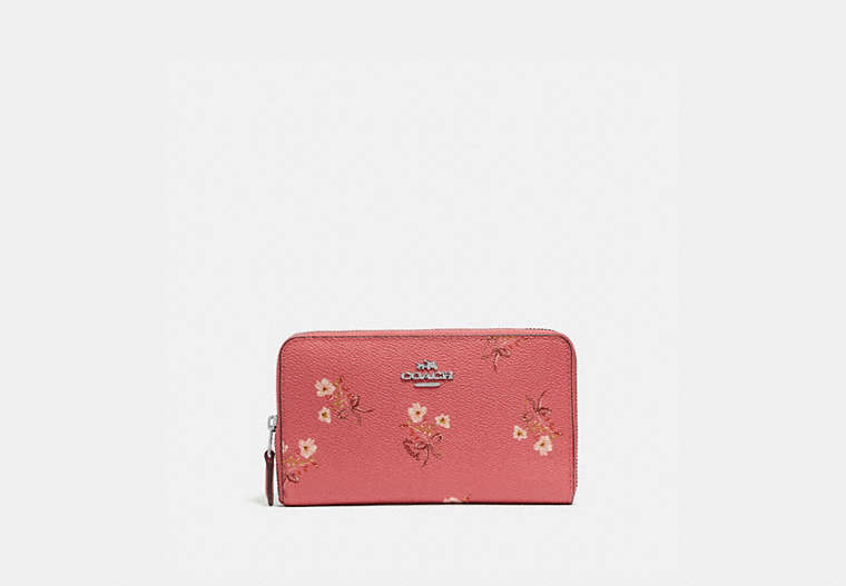 Medium Zip Around Wallet With Floral Bow Print