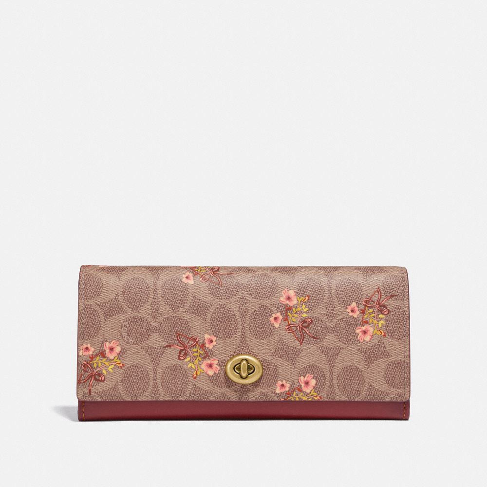 Envelope Wallet In Signature Canvas With Floral Bow Print