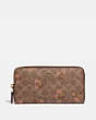 COACH®,ACCORDION ZIP WALLET IN SIGNATURE CANVAS WITH FLORAL BOW PRINT,Coated Canvas,Brass/Tan,Front View