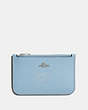 COACH®,SELENA ZIP CARD CASE,Leather,Silver/Cornflower,Front View