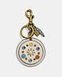 COACH®,CIRCLE RIVETS BAG CHARM,Leather,Brass/Chalk,Front View