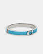 COACH®,SIGNATURE PUSH HINGED BANGLE,Metal,Silver/Blue,Front View