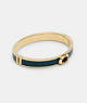 COACH®,SIGNATURE PUSH HINGED BANGLE,Gold/Forest,Front View
