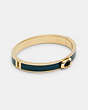 COACH®,SIGNATURE PUSH HINGED BANGLE,Metal,Gold/Forest,Front View