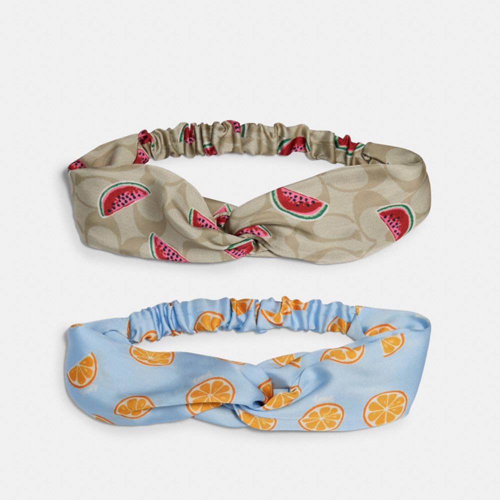 Signature Orange And Watermelon Print Headbands Set