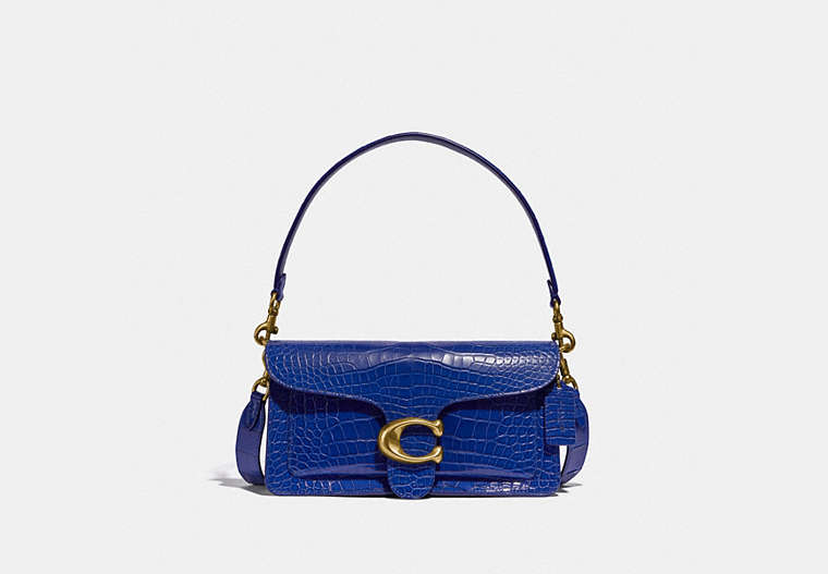 COACH®,TABBY SHOULDER BAG 26 IN ALLIGATOR,Exotic/Smooth Leather,Medium,Brass/Bleu,Front View