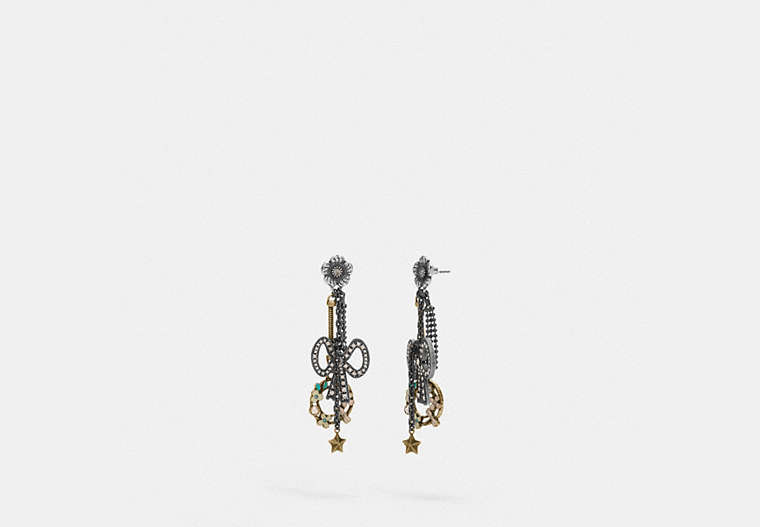 COACH®,BOW CHARM EARRINGS,Cubic Zirconia,Silver/Multi,Front View