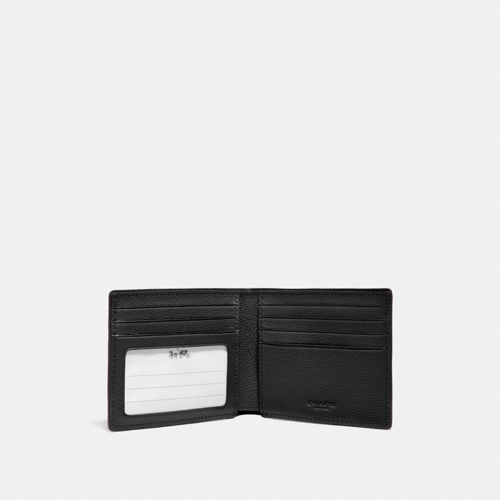 COACH®,ID BILLFOLD WALLET,Smooth Leather,Mini,Black Antique Nickel/Black,Inside View,Top View