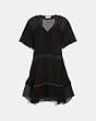 COACH®,TIERED DRESS,Polyester,Black,Front View