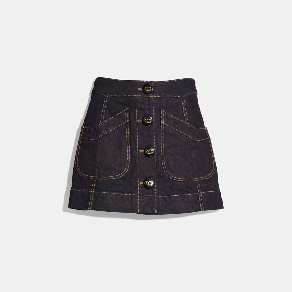 COACH®,Denim Skirt,,Front View