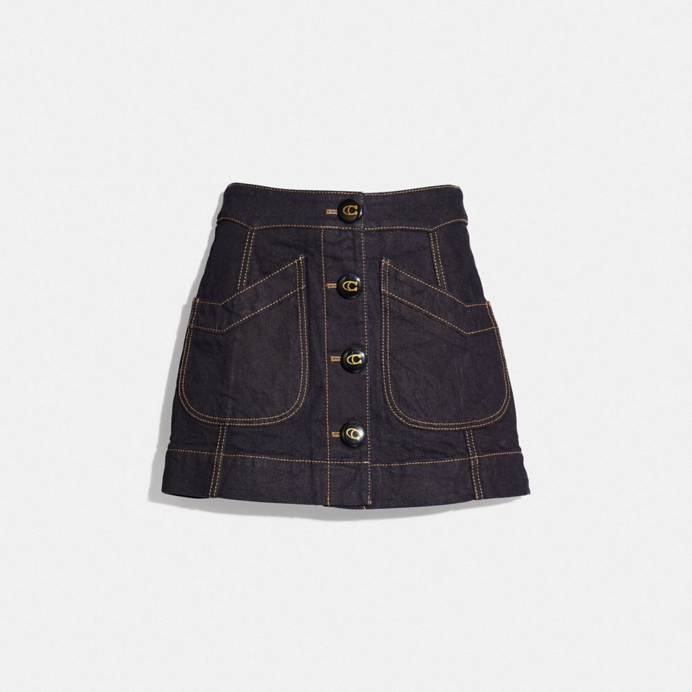 COACH®,DENIM SKIRT,cotton,Denim,Front View image number 0