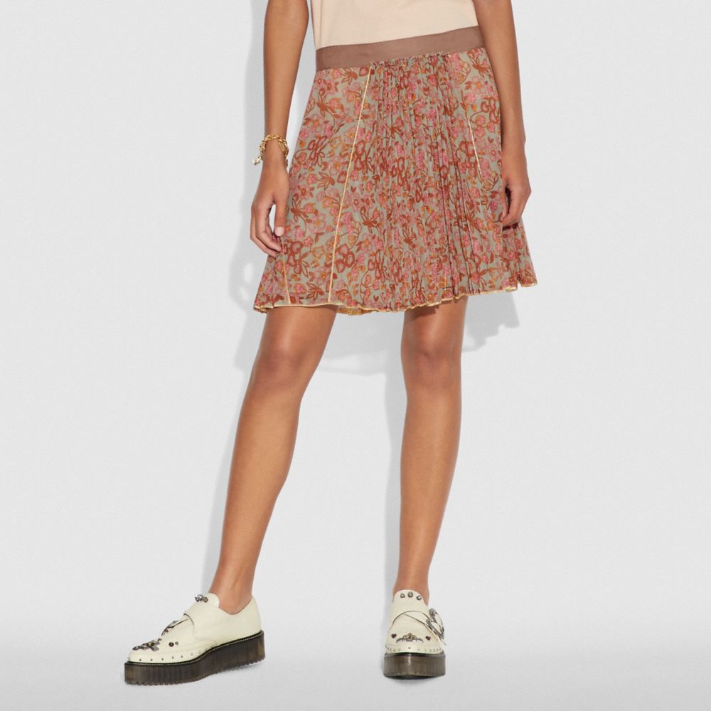 Jupe plissée avec imprimé floral rétro