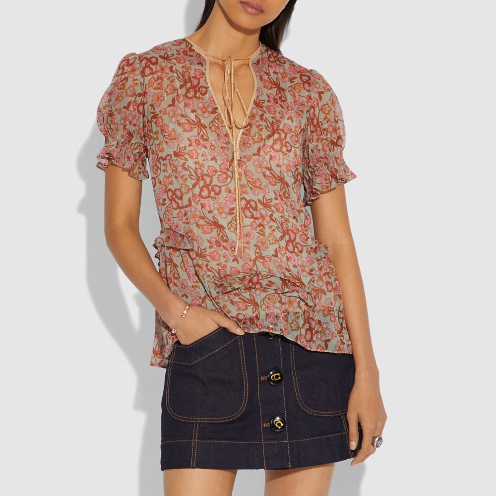 Retro Floral Print Top