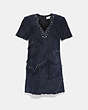 COACH®,PIECED SUEDE DRESS,Suede,NAVY,Front View
