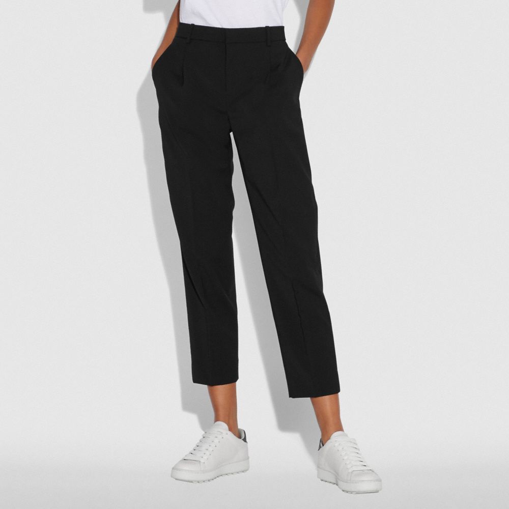 COACH®,SOLID CROPPED TAILORED PANTS,cotton,Black,Scale View