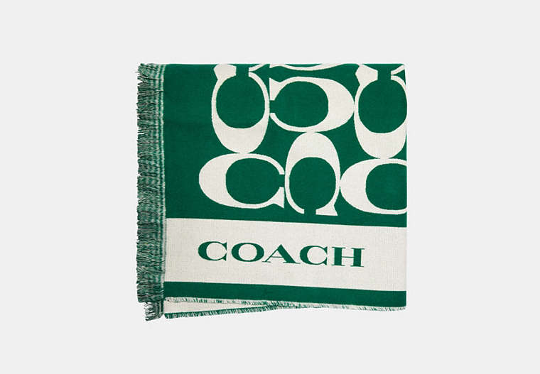 COACH®,SIGNATURE BLANKET,Green,Front View