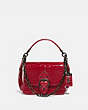 COACH®,BEAT SHOULDER BAG 18 IN ALLIGATOR,Exotic/Smooth Leather,Small,Pewter/Rouge,Front View