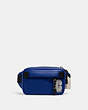 COACH®,MINI EDGE BELT BAG,pvc,Gunmetal/Sport Blue,Front View