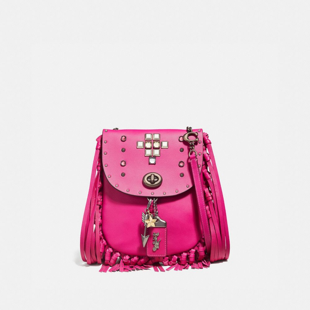 COACH Fringe Saddle Bag With Pyramid Rivets