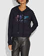 COACH®,MIRRORED REXY AND CARRIAGE SWEATSHIRT,cotton,Dark Shadow,Scale View