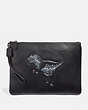 COACH®,POUCH 30 WITH REXY,Leather,Black,Front View