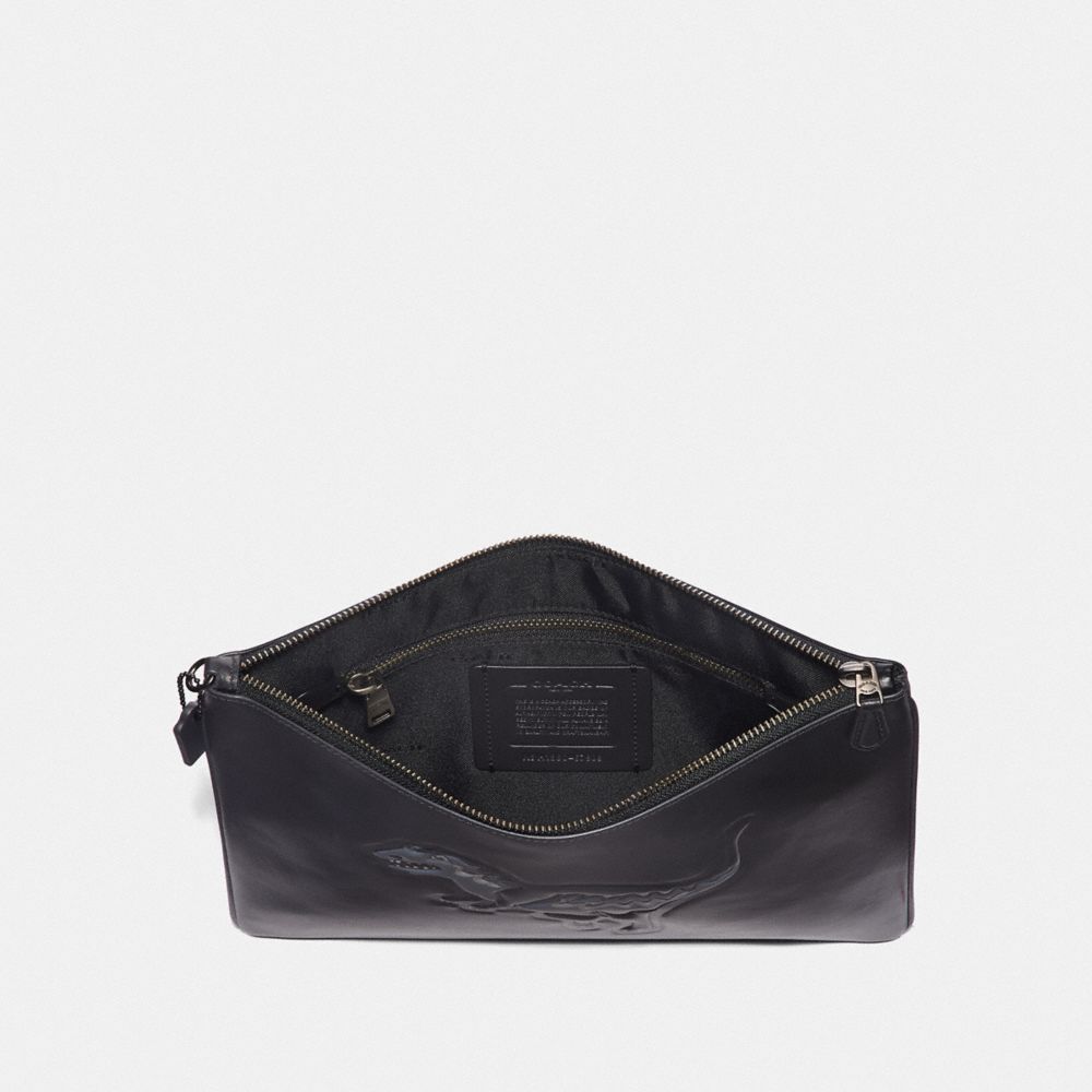 COACH®,POUCH 30 WITH REXY,Leather,Black,Inside View,Top View