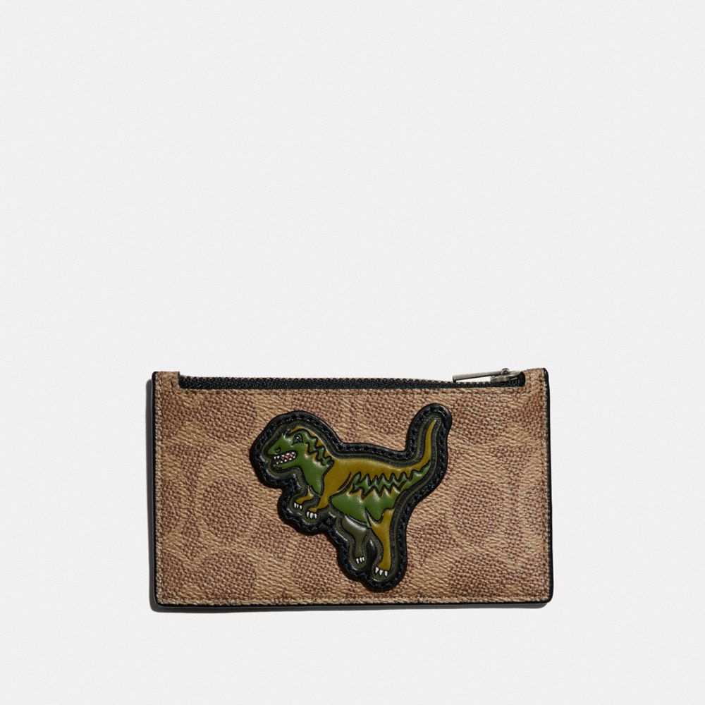 COACH®: Zip Card Case In Signature Canvas With Rexy