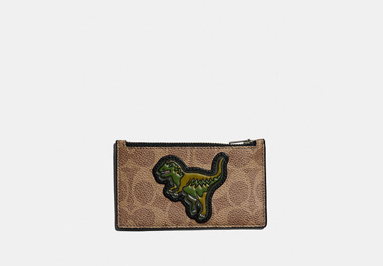 Zip Card Case In Signature Canvas With Rexy