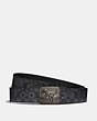 COACH®,REXY PLAQUE BUCKLE CUT-TO-SIZE REVERSIBLE BELT, 38MM,Coated Canvas,Charcoal/Black,Front View