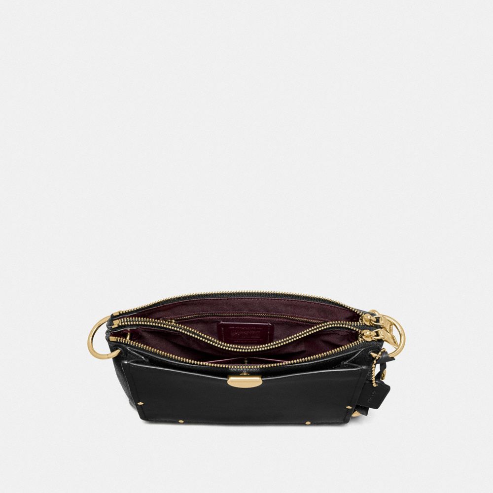 COACH®,DREAMER SHOULDER BAG,Leather,Small,Gold/Black,Inside View,Top View