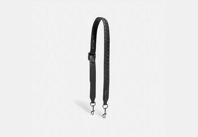 COACH®,BAG STRAP WITH LACING,Leather,Black,Front View