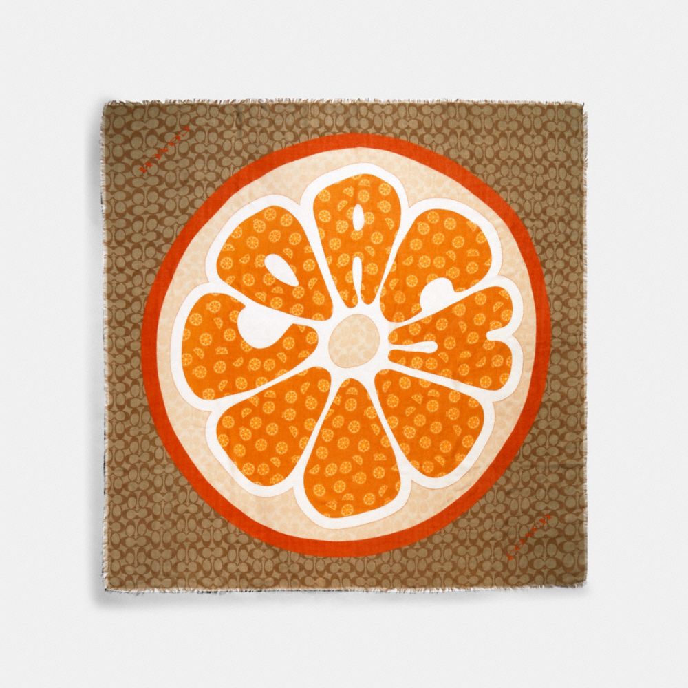 Écharpe carrée surdimensionnée avec imprimé signature de tranche d’orange