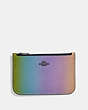 COACH®,ZIP CARD CASE WITH OMBRE,Leather,Gunmetal/Multi,Front View