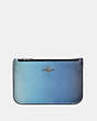 COACH®,ZIP CARD CASE WITH OMBRE,Leather,Silver/Blue Multi,Front View