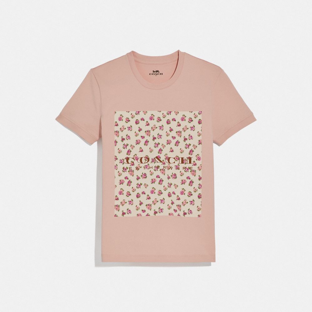 COACH®,MOTHER'S DAY FLORAL PRINT T-SHIRT,cotton,Blush.,Front View