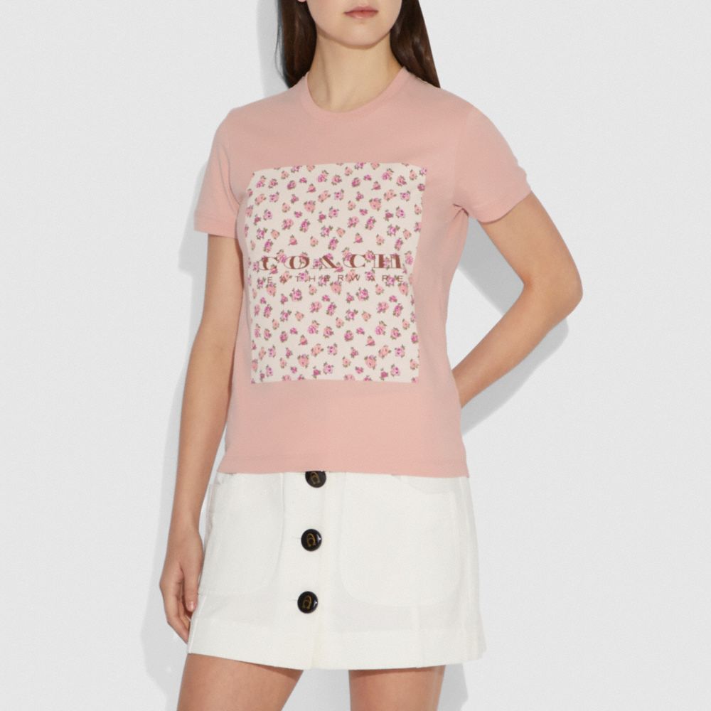 COACH®,MOTHER'S DAY FLORAL PRINT T-SHIRT,cotton,Blush.,Scale View