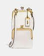 COACH®,DOUBLE FRAME CROSSBODY 12,Leather,Brass/Chalk,Front View