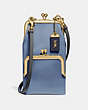 COACH®,DOUBLE FRAME CROSSBODY 12,Leather,Brass/SLATE,Front View