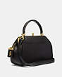 COACH®,FRAME BAG,Leather,Medium,Brass/Black,Angle View